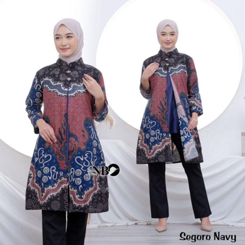 Atasan Tunik batik wanita modern lengan panjang kombinasi velvet terbaru jumbo