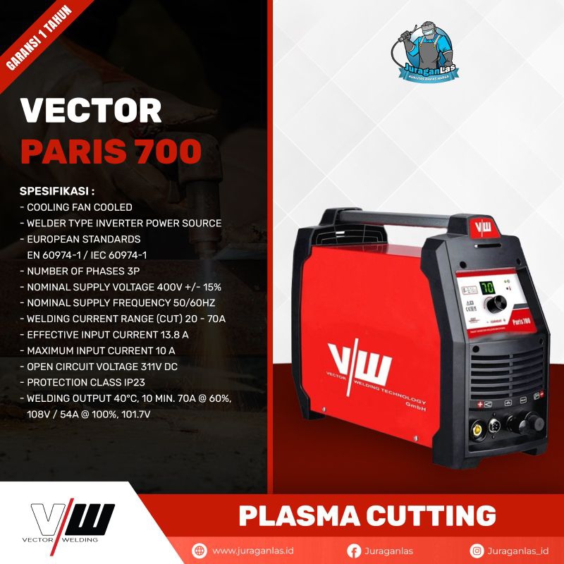 Mesin Plasma Cutting 70A merk VW Red Paris 700