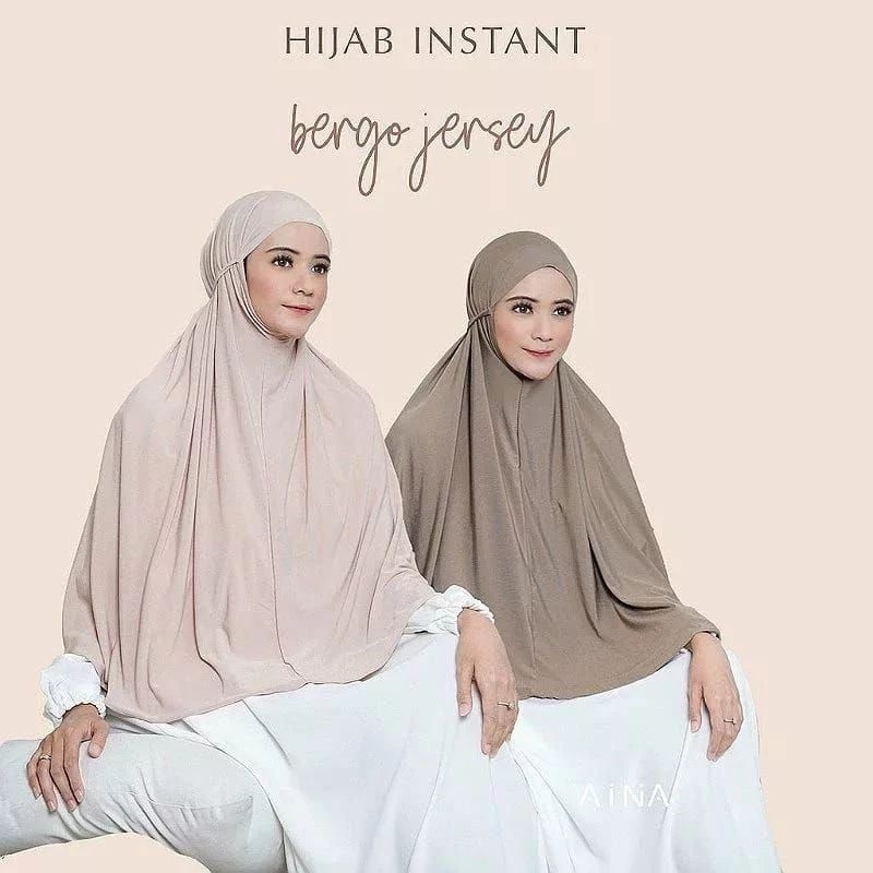 Hijab Khimar Instan Syar'i Bergo tali Jumbo Jersey Aisyah