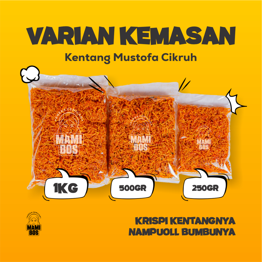 

Kentang Mustofa / Stik Kentang Balado & Pedas Kemasan 1 Kg Kualitas Premium Harga Termurah I Camilan Mami Bos