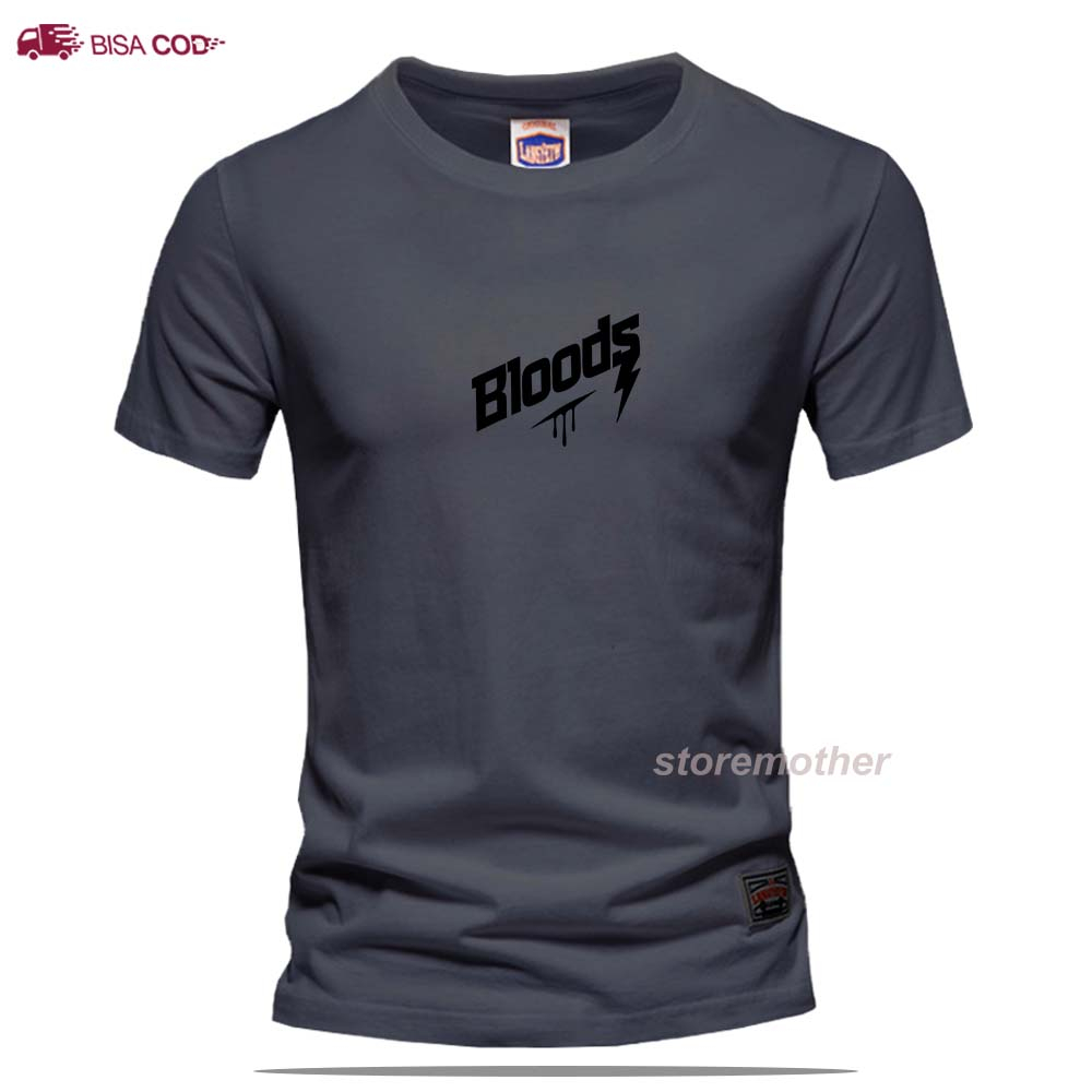 Baju Kaos Pria Wanita Lengan Pendek / Baju Kaos Bloods Hitam/ Baju Kaos Distro Pria Cotton Combed Pr