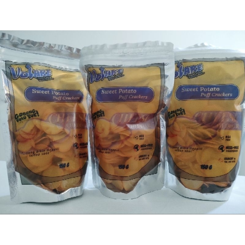 

Sweet Potato Puff Crackers cheese cheddar (Snack sehat rasa keju) 150gr