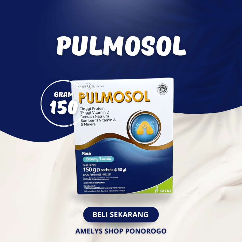 

Pulmosol 150 gram gram Rasa Creamy Vanilla Makanan tambahan atau pengganti makanan total