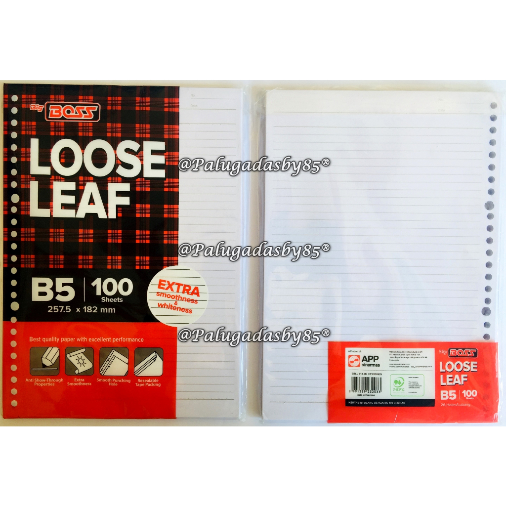 

(1 Pak Isi 100 Lembar) Grosir Loose Leaf BIG BOSS B5 100 Lembar / BigBoss Loose Leaf 100 B5 Bergaris / Isi Kertas File B5 100 / Binder Big Boss B5 100