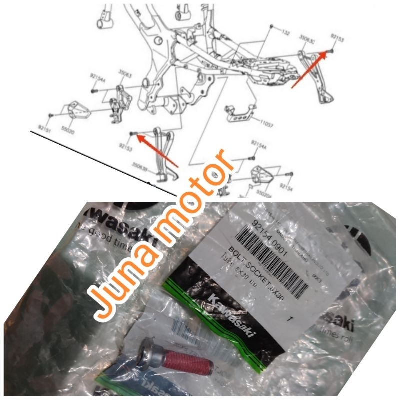 baut breket step footstep belakang ZX25 ZX25R ZX25 R Original