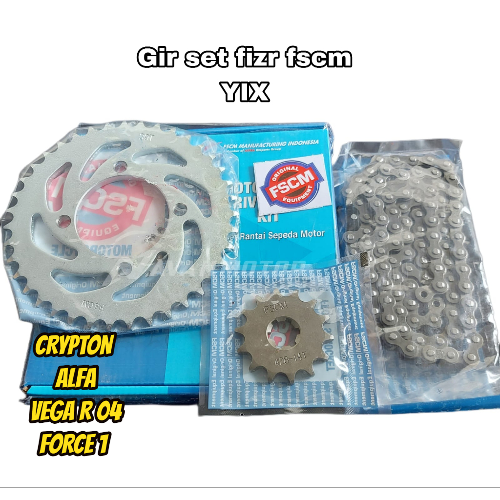 GIR SET FIZR FSCM || GEAR SET KOMPLIT RANTAI GIR GEAR YAMAHA VEGA R CRYPTON ALFA FIZR MERK FSCM