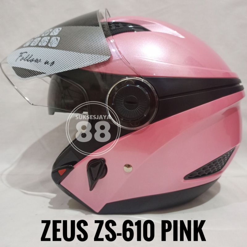 Zeus ZS-610 Pink Helm Half Face Double Visor ZS610