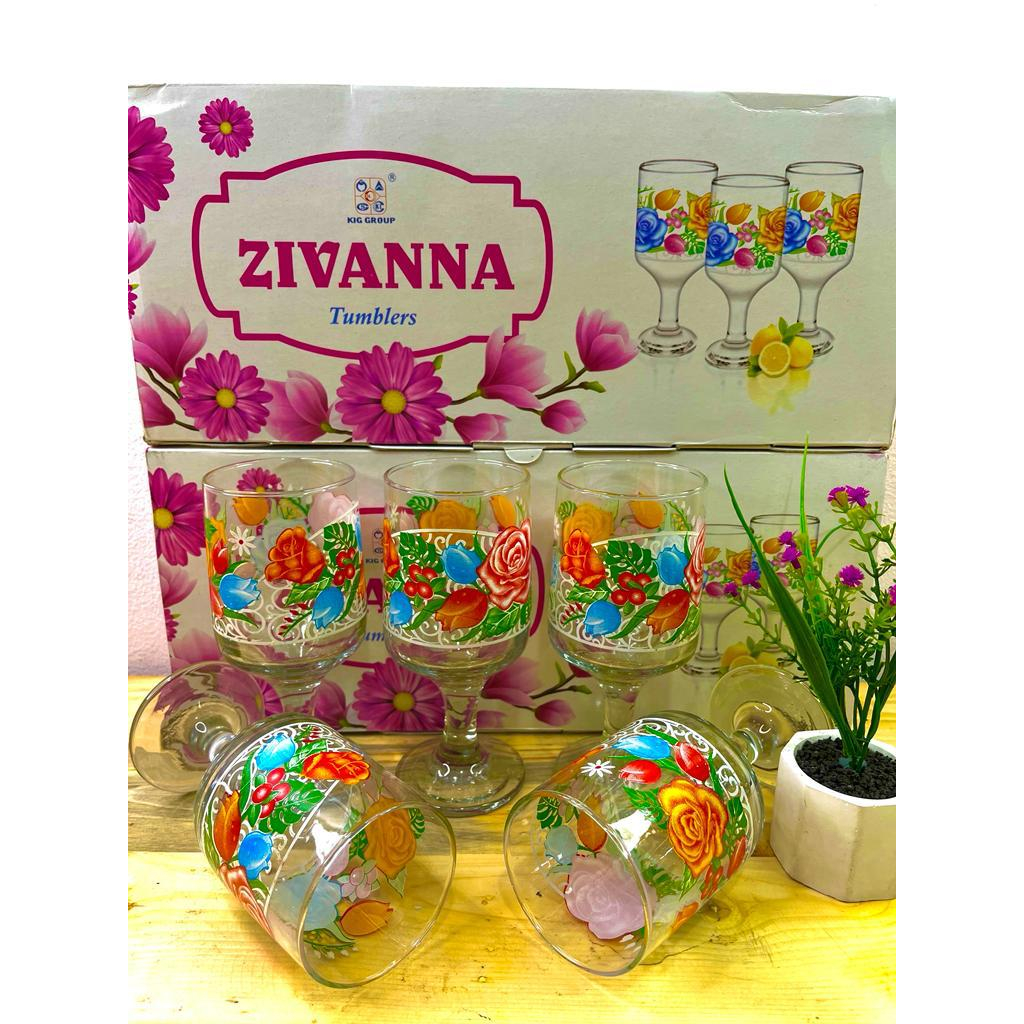 PROMO GELAS ZIVANNA / GELAS SET SIRUP / GELAS ZIVANNA / GELAS JUSS  /GELAS SET MOTIF BUNGA / GELAS K