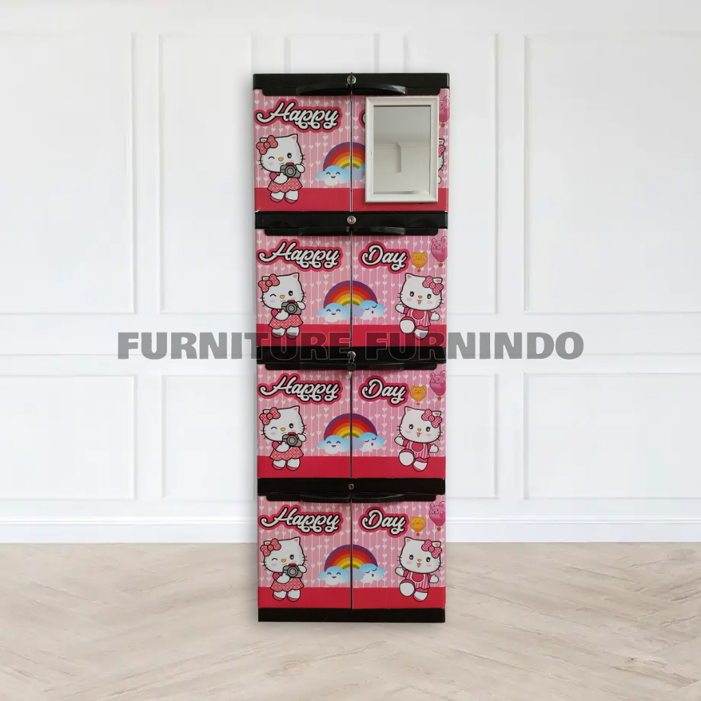 LEMARI PLASTIK 3 SUSUN DAN 4 SUSUN KUNCI KACA AQUOSE DIVA KARAKTER