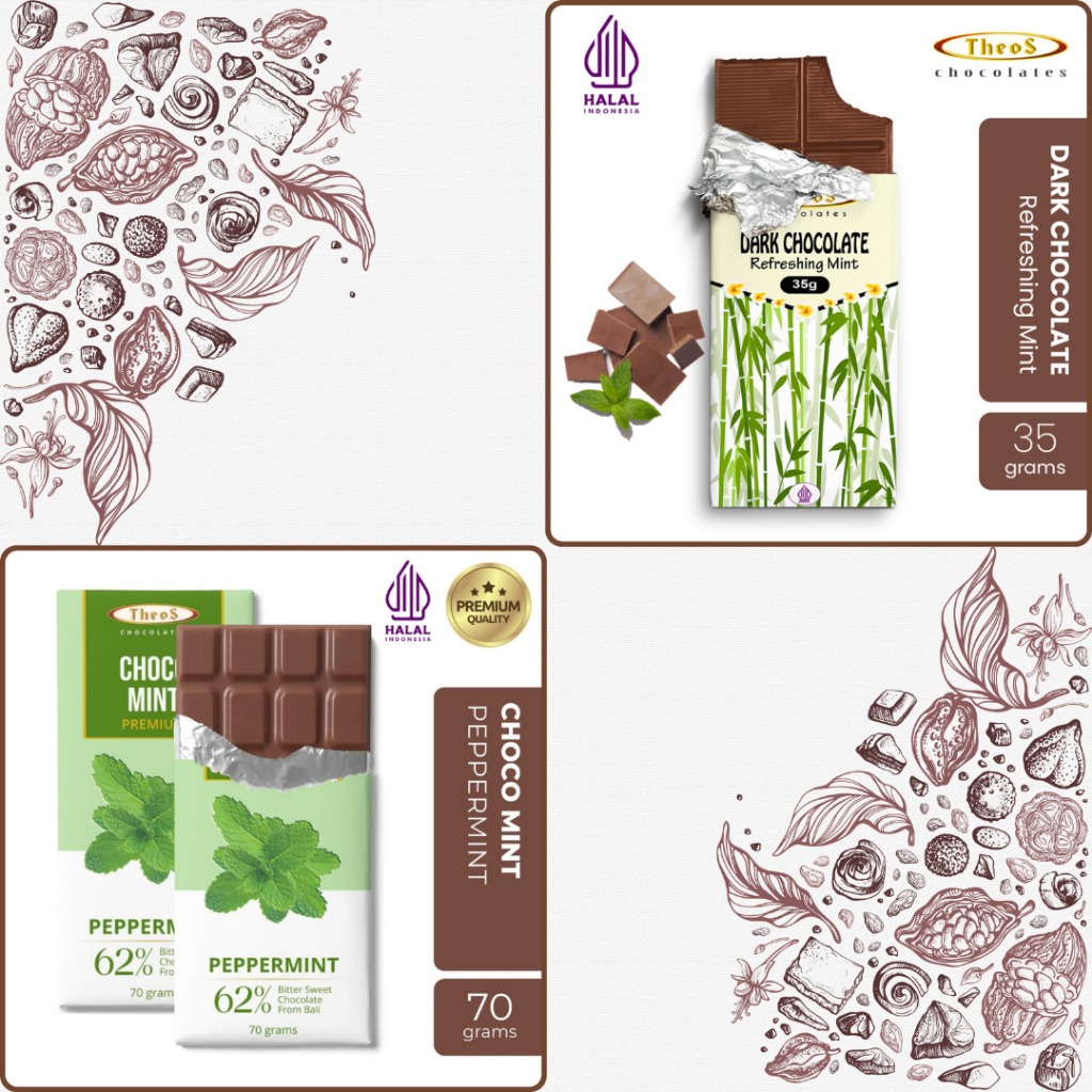 

Theos Chocolates - Choco Mint Cokelat Bar 35g/70g | Cokelat Mint