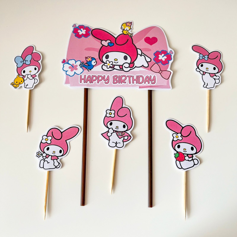 TOPPER MY MELODY / TOPPER KUE MY MELODY / CAKE TOPPER MY MELODY / HIASAN KUE ULANG TAHUN MY MELODY