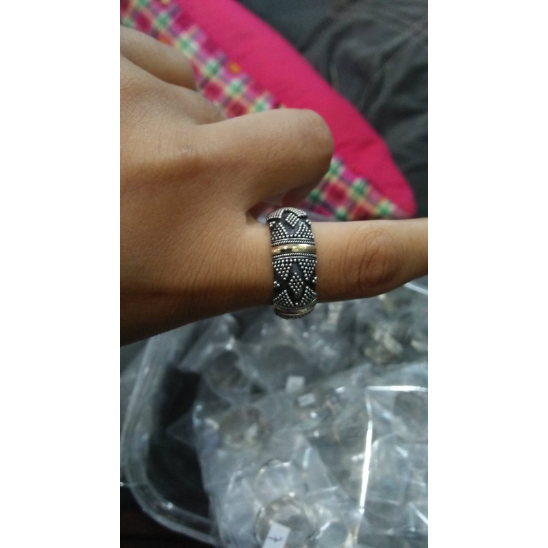 Cincin ring perak silver bali 925 ukir jawan bun bakar mix emas 18k