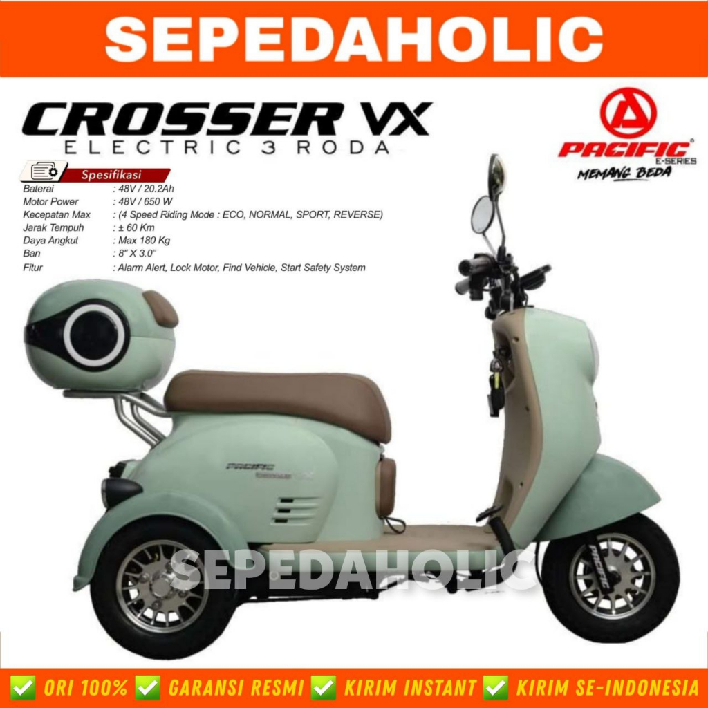 Sepeda Listrik Roda Tiga CROSSER VX BY PACIFIC / GENIO EASTON XL1 BY UNITED Electric Bike