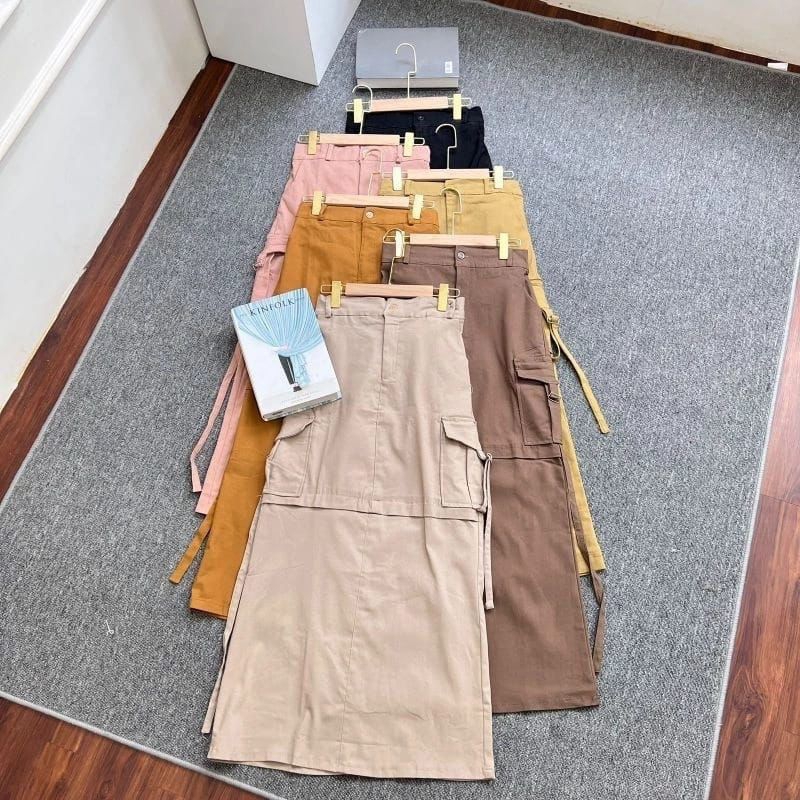 PREMIUM GAEAA ROK CARGO DRILL SKIRT - ROK CARGO PANJANG WANITA