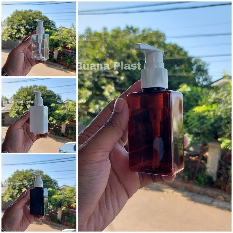 BOTOL PUMP 100ML KOTAK TUTUP PUMP PUTIH