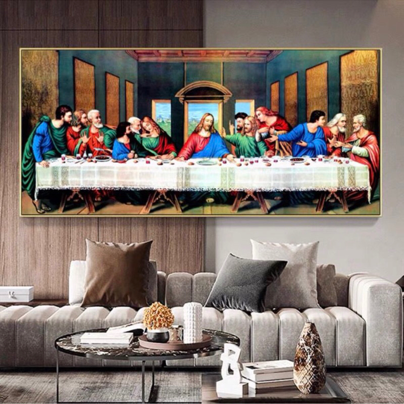 Lukisan Porcelain Diamond Painting Kristiani Yesus Perjamuan Kudus