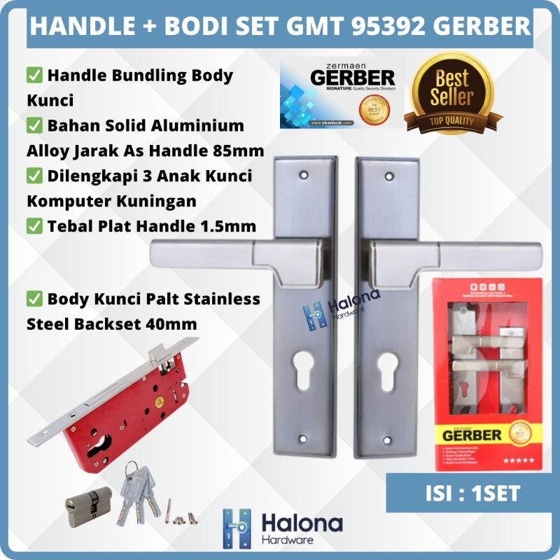 Kunci Set Handle Pintu Besar GMT 95392 Gerber Handle Gagang Pintu 1 Set