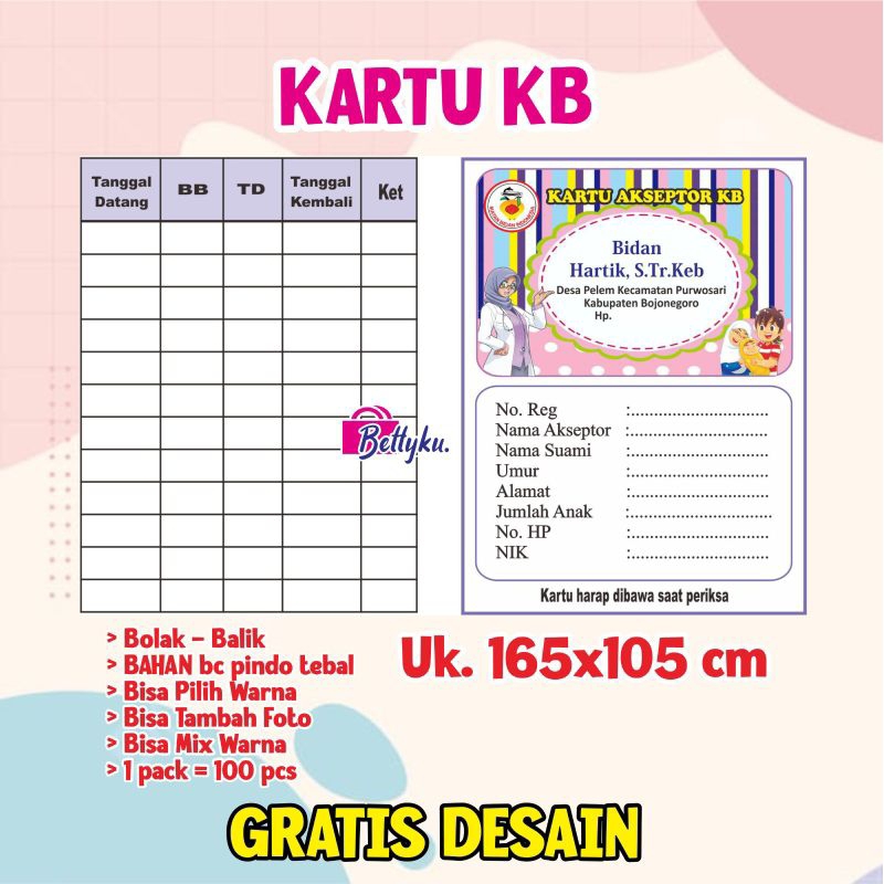 

KARTU AKSEPTOR KB - KARTU KB 2 LIPAT MURAH