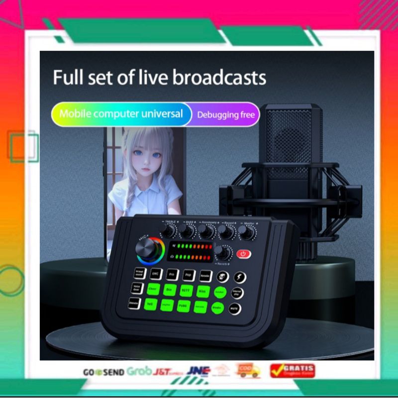 SDFF Mixer Audio External Sound Card Live Bluetooth 10 Effects - V80