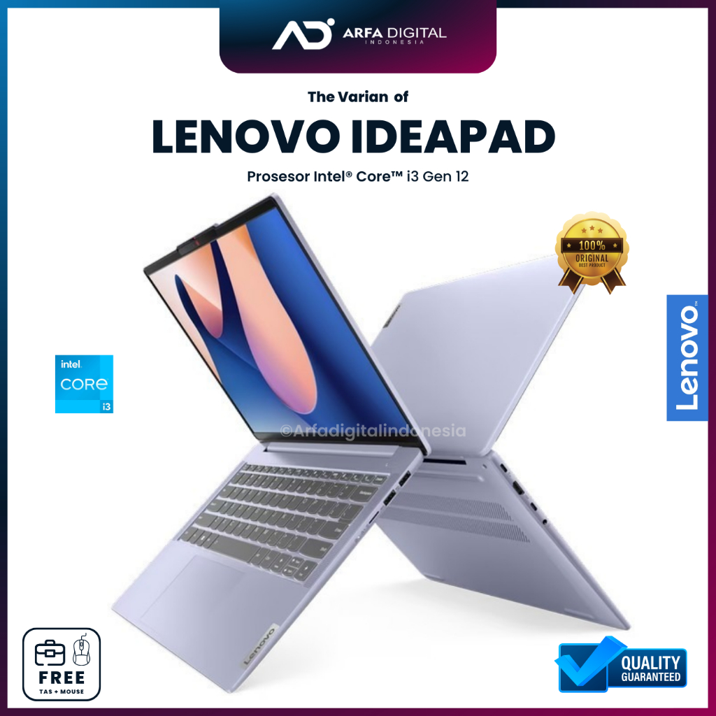 Laptop Lenovo Ideapad Core i3 Gen 12 (NEW) Ram 4GB SSD 128GB Murah Bergaransi