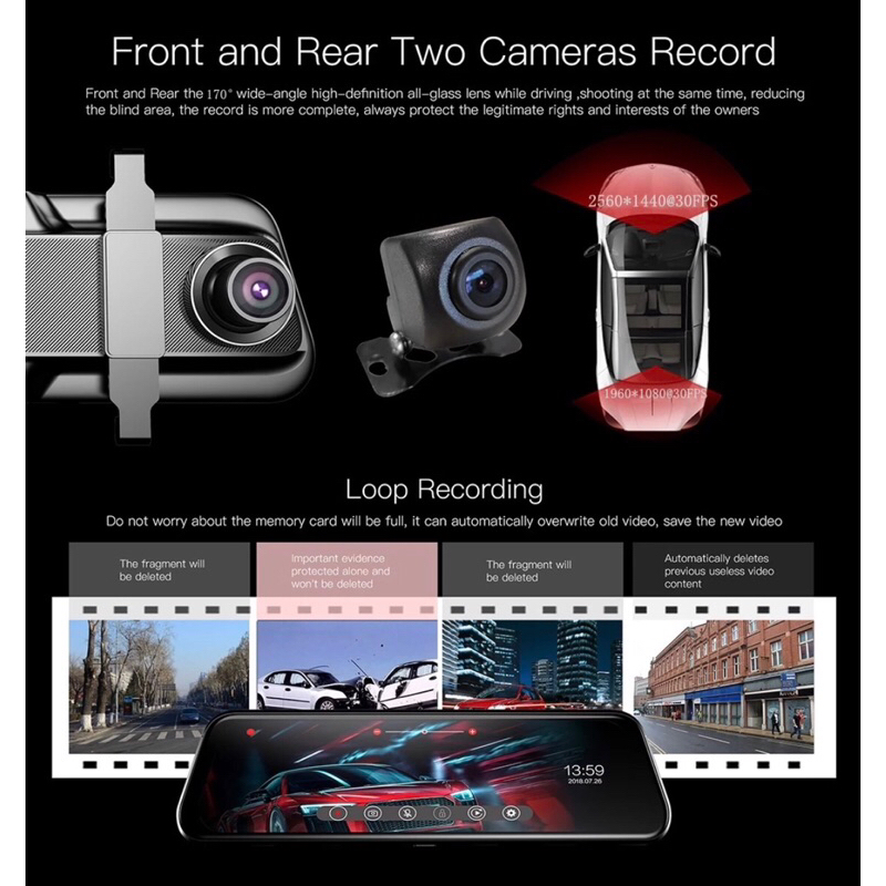 Dash Cam Car DVR FHD Dash Cam Mobil Skeleton