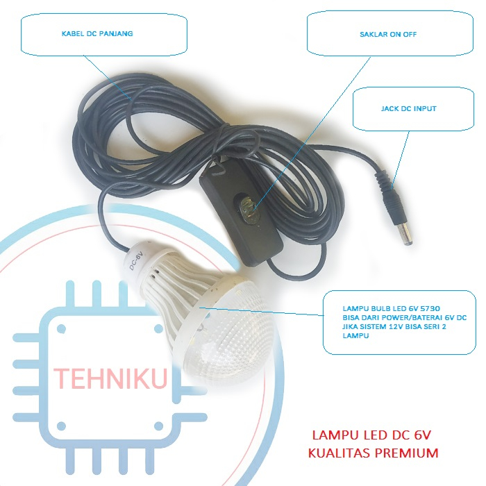 LAMPU KABEL DC 6V LAMPU AKI LAMPU PANEL SURYA LAMPU EMERGENCY LAMPU LED BAHAN PRAKTEK