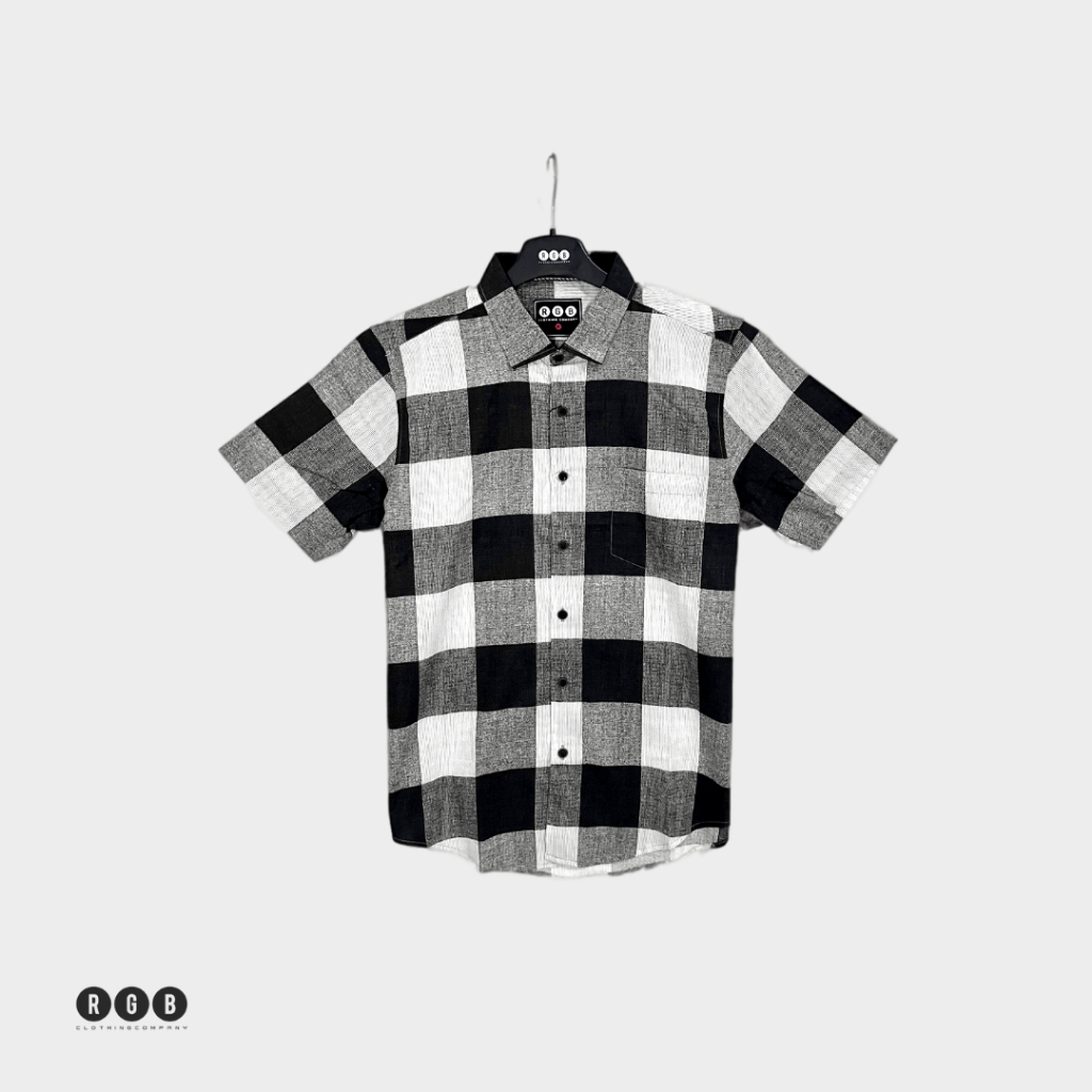 RGB Kemeja Pria Flannel Vintage Theodore Lengan Pendek RHMP1109314