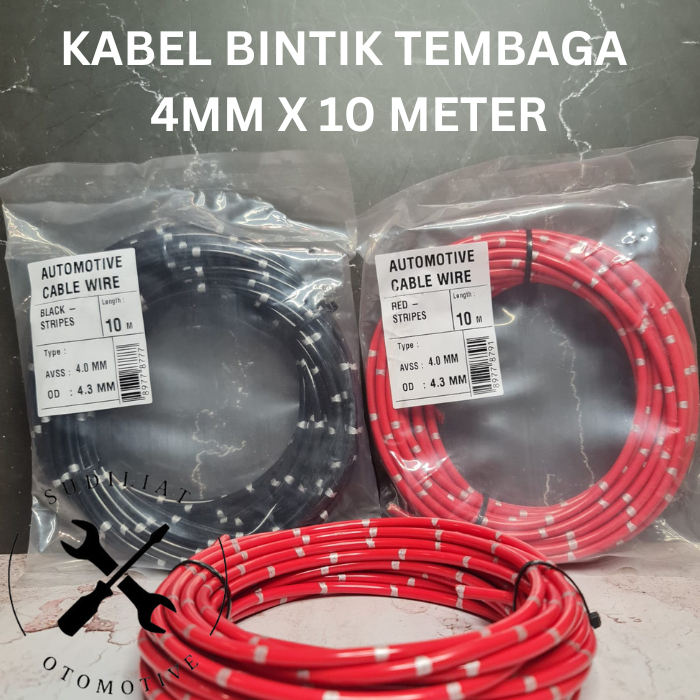 KABEL BINTIK  4 MM x 10 METER SERABUT TEMBAGA UNTUK MOTOR & MOBIL