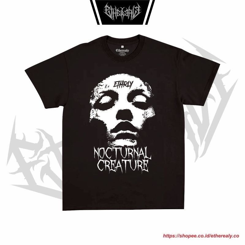 ETHEREALY || Kaos Pendek Hitam || Nocturnal Creature