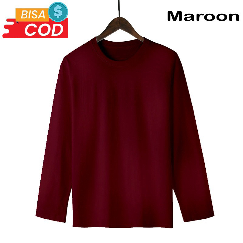 Kaos Polos Lengan Panjang Anak O Neck Bahan  Pe Soft Maroon