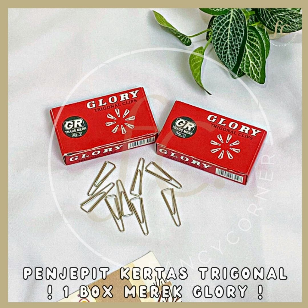 

1 Box Paper Clip / Trigonal Clips / Klip Penjepit Kertas Segitiga Merek GLORY GR Trade Merk No. 1 ( 25 mm ) ATK Alat Tulis Kantor Sekolah Grosir Ready COD