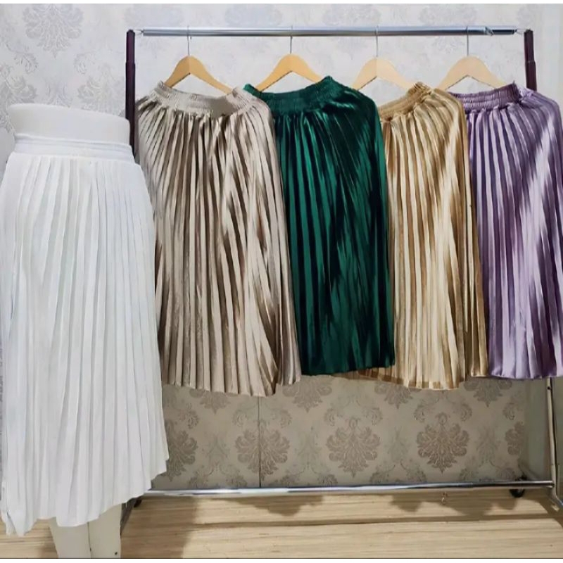 ROK PLISKET BLUDRU 7/8 IMPORT PREMIUM // ROK BLUDRU VELVET PENDEK // ROK PLISKET BLUDRU VELVET PENDE