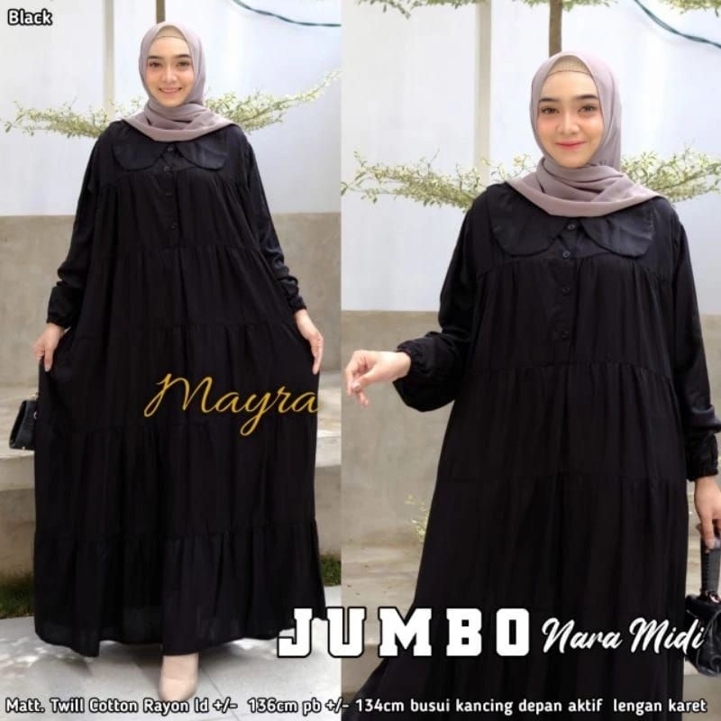 Baju Gamis Polos Catton Rayon LD 136 JUMBO NARA MAXY