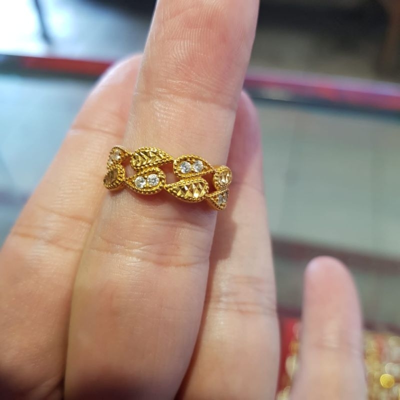 cincin emas kuning 375  2 baris 375 size(16)=2,11 gram