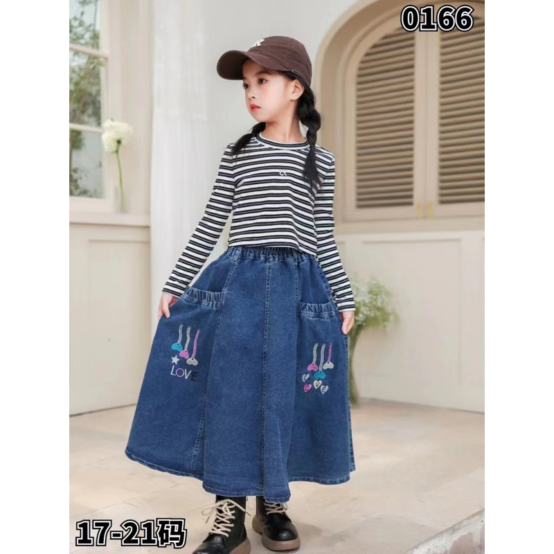 rok jeans pajang import anak perempuan
