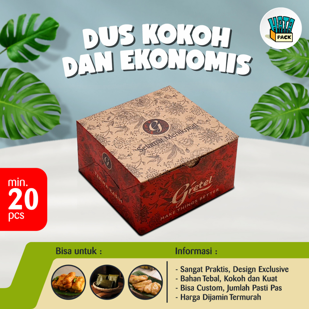 Dus Snack Box Kraft / Dus Kue Gretel Brown Ukuran 12 x 12 cm / Box Kue Hansel Bandung