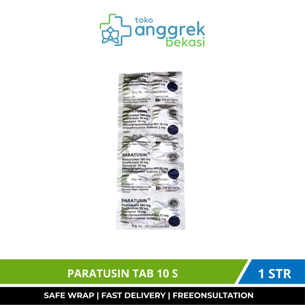 PARATUSIN TABLET/PERSTRIP ISI 10 TABLET/OBAT BATUK BERDAHAK/BATUK KERING DISERTAI DENGAN PILEK DAN D