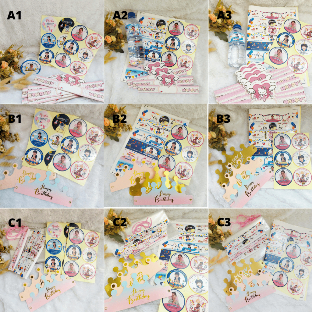 

Paket Stiker Pesta Ulang Tahun Anak Sticker Ultah Topi Goodie Bag