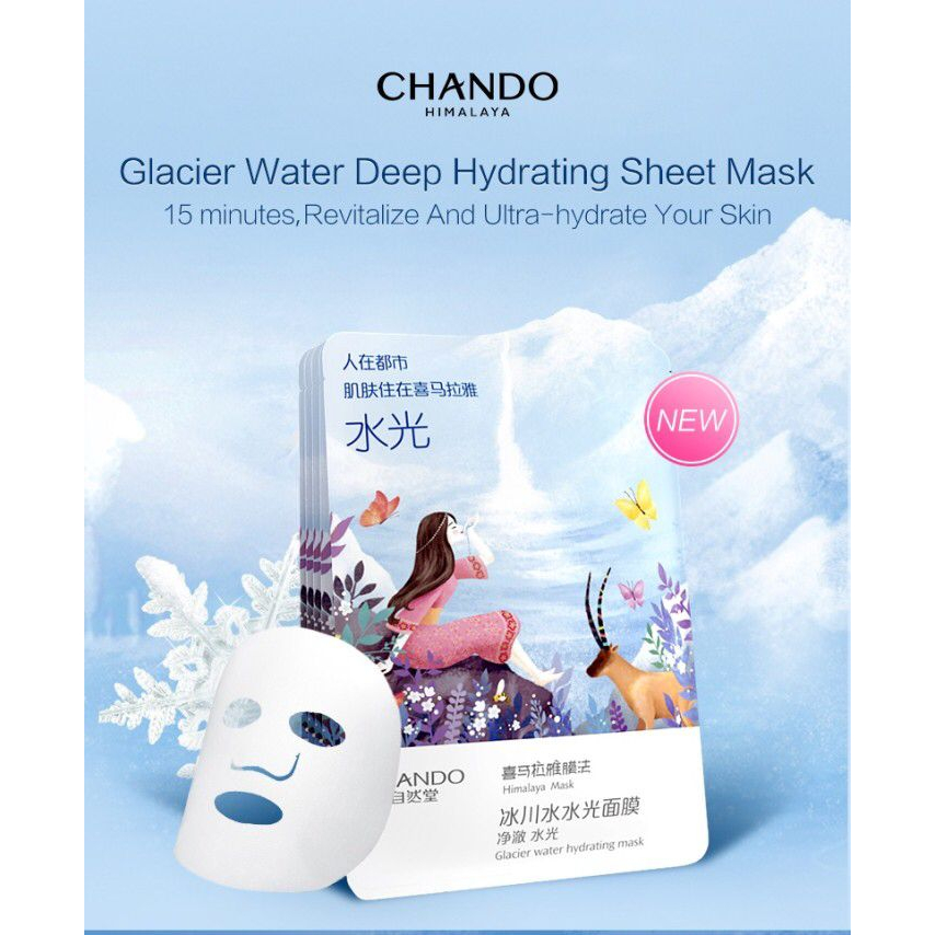 CHANDO Himalaya Glacier Water Deep Hydrating Sheet Mask isi 5/pack