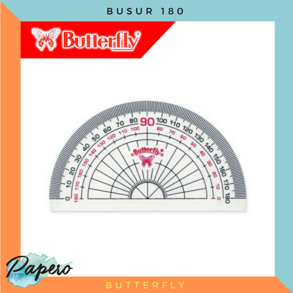 

Penggaris Busur Derajat Butterfly 180/10 cm Protractor No.4