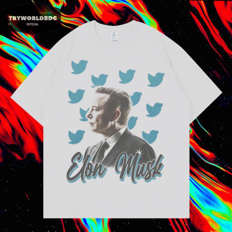 TRYWORLDBDG OFFICIAL "ELON MUSK" KAOS OVERSIZED | OVERSIZED T SHIRT | KAOS PUTIH | KAOS ELON MUSK VI