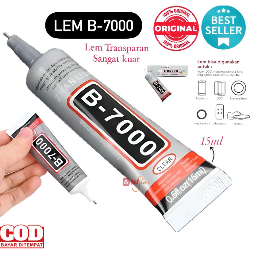 ( BISA COD ) PROMO LEM B7000 / Lem Perekat kuat Serbaguna 15ml / Lem Lcd dan Backdoor HP warna Benin