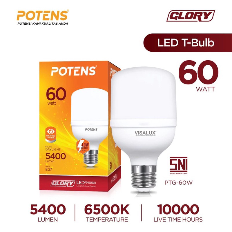 POTENS Lampu LED kapsul / lampu led jumbo / tblue PTG 50/60W 6500K BOHLAM BERGARANSI