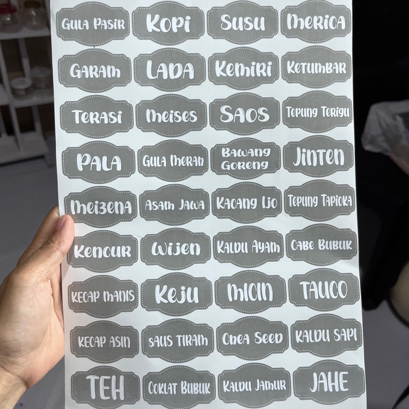 

Stiker bumbu dapur background abu tua anti air jual per nama