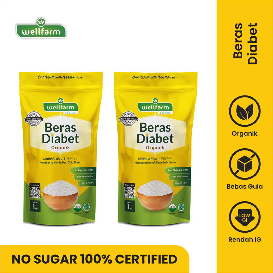 

Beras Diabetes Organik 2Kg Low GI Sugar Free / WellFarm Beras Diabet Organik