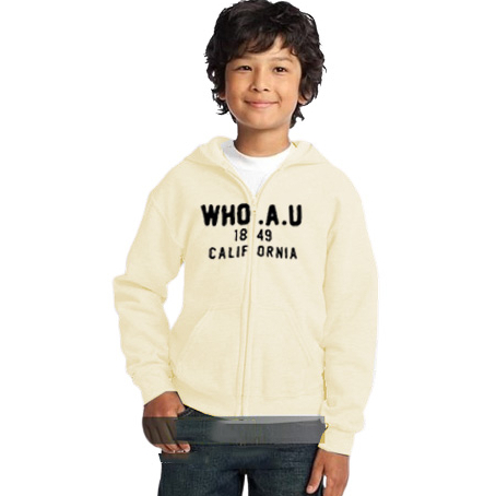 Jaket Hoodie WHO.AU Anak California 1849 Zipper Cream Anak Laki Laki Perempuan Premium Quality