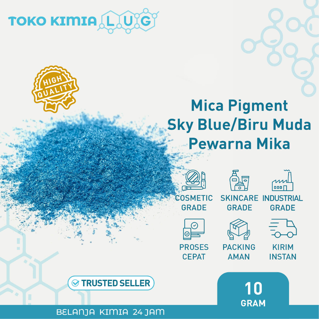 

Mica Pigment Sky blue/Biru muda/Pewarna Mika Sabun Kosmetik - 10 gram