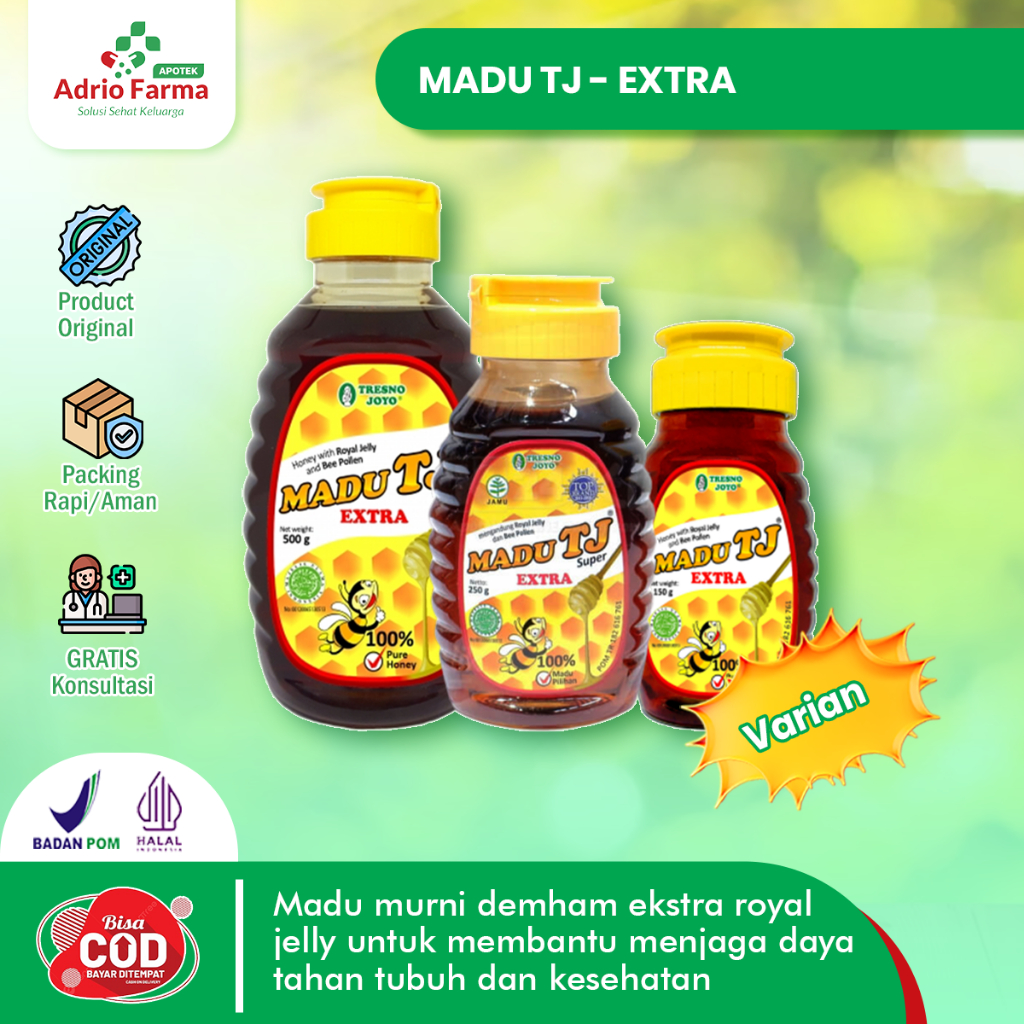 

Madu TJ - EXTRA Botol @ 150gr / 250gr / 500gr - Super Ekstra Royal Jelly Bee pollen