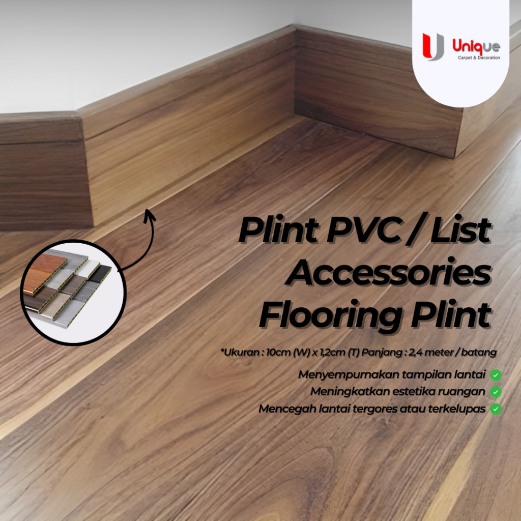 List Accessories Flooring Plint Tinggi 10cm / Plint PVC Motif Kayu / List Plin Dinding Anti Rayap Te