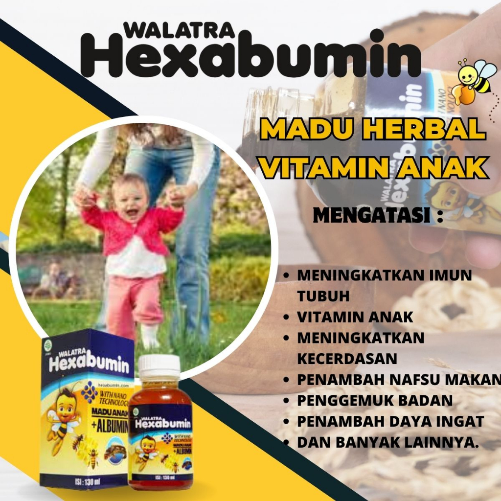

HEXABUMIN - Madu Herbal Alami Khusus Anak - Anak Untuk Vitamin Tubuh Anak.